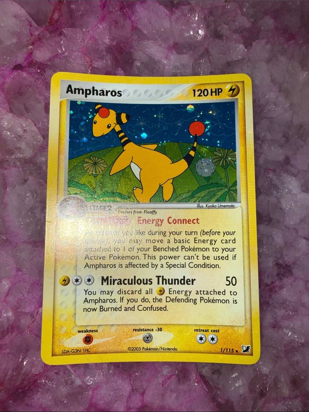 2005 Pokemon EX Unseen Forces Holo Ampharos 1/115